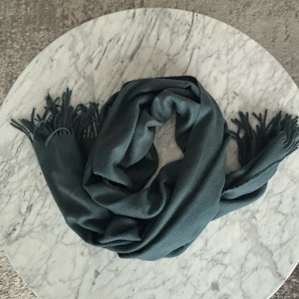 Large Teal Scarf with Fringe by Mango